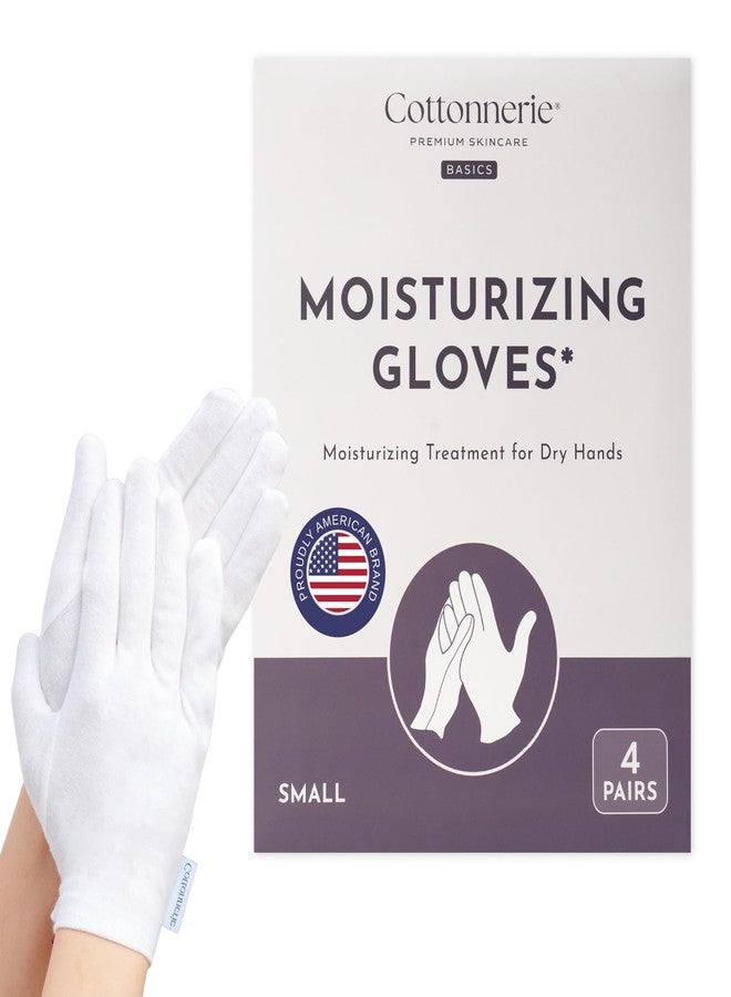 COTTONNERIE 4 Pairs Cottonnerie Basics Cotton Gloves for Dry Hands Sleeping, Moisturizing Gloves Overnight, Hand Moisturizer Gloves, Moisture Gloves for Dry Hands Overnight, Sleeping Gloves, Small - Image 1